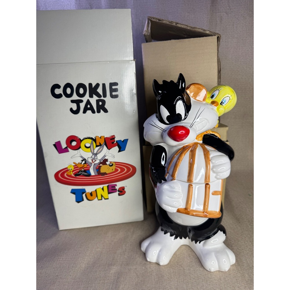 Vintage Sylvester Tweety Bird Mallet Cookie Jar Looney Tunes Warner Bros In Box